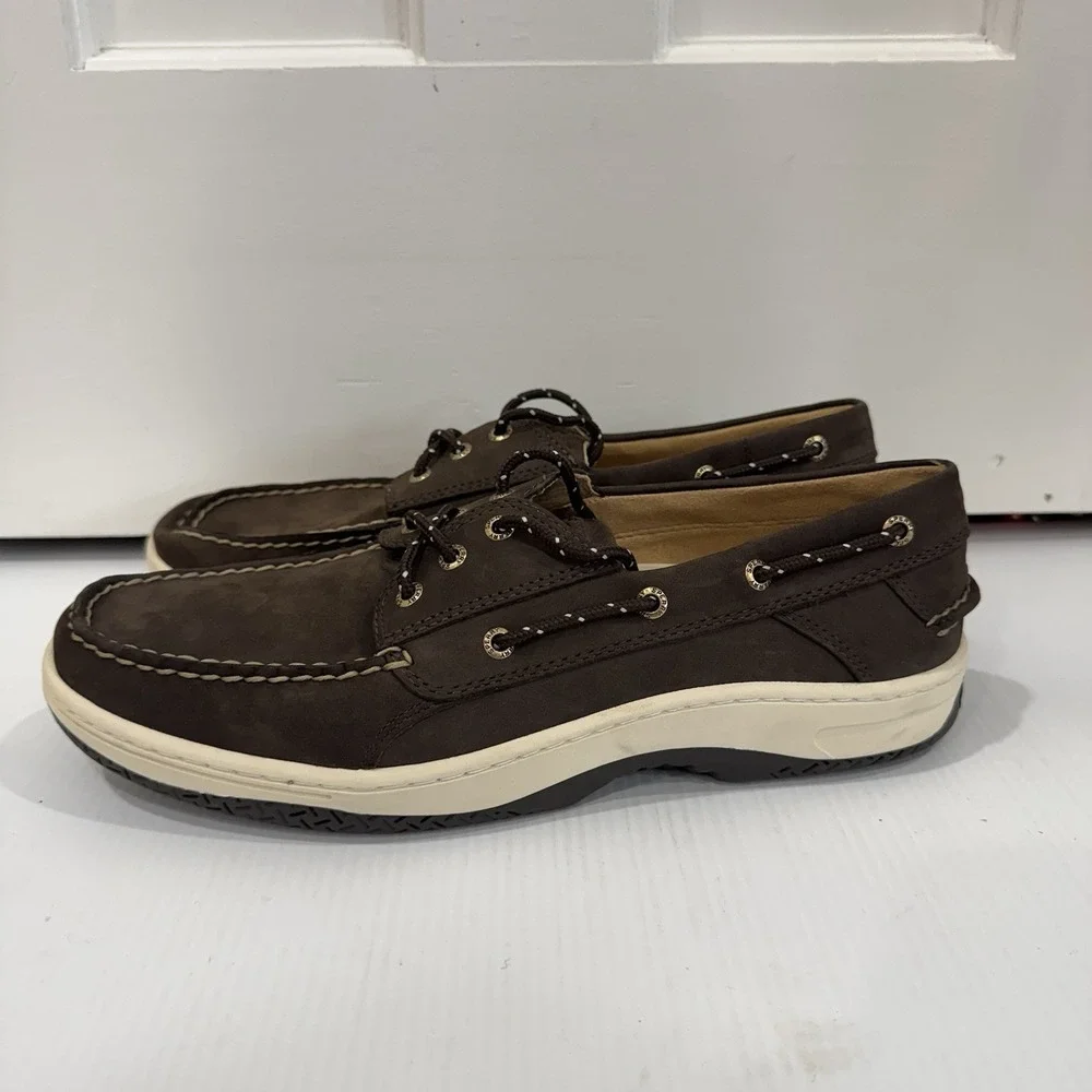 Sperry Billfish 3-Eye Boat Shoes Mens 12 Brown Nubuck Leather Preppy